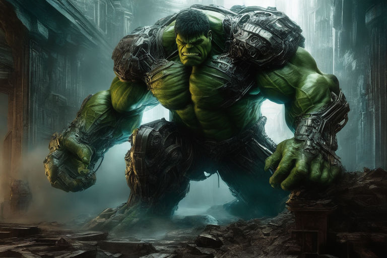 a hand drawing a hyper realistic drawing of the hulk...