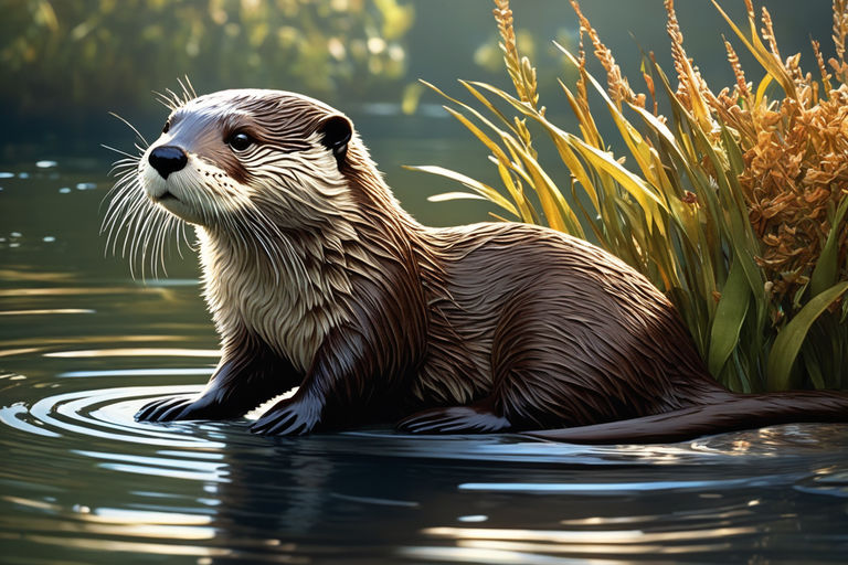 river otter swimming drawing