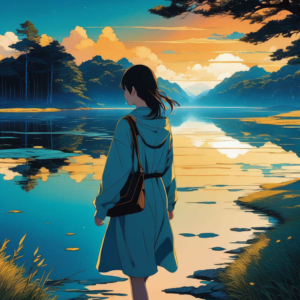 Alone Anime Girl On Beautiful Lake Stock Illustration 2333077765 |  Shutterstock