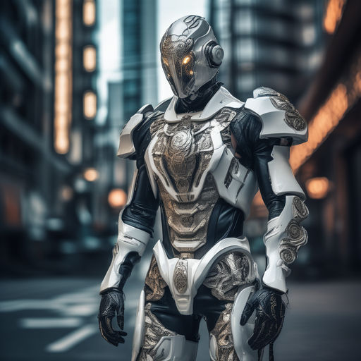 armor for men, alien technology, futuristic, high-tech suit, plasma flowing  cool design, purple and black in color with white straps - AI Generated  Artwork - NightCafe Creator