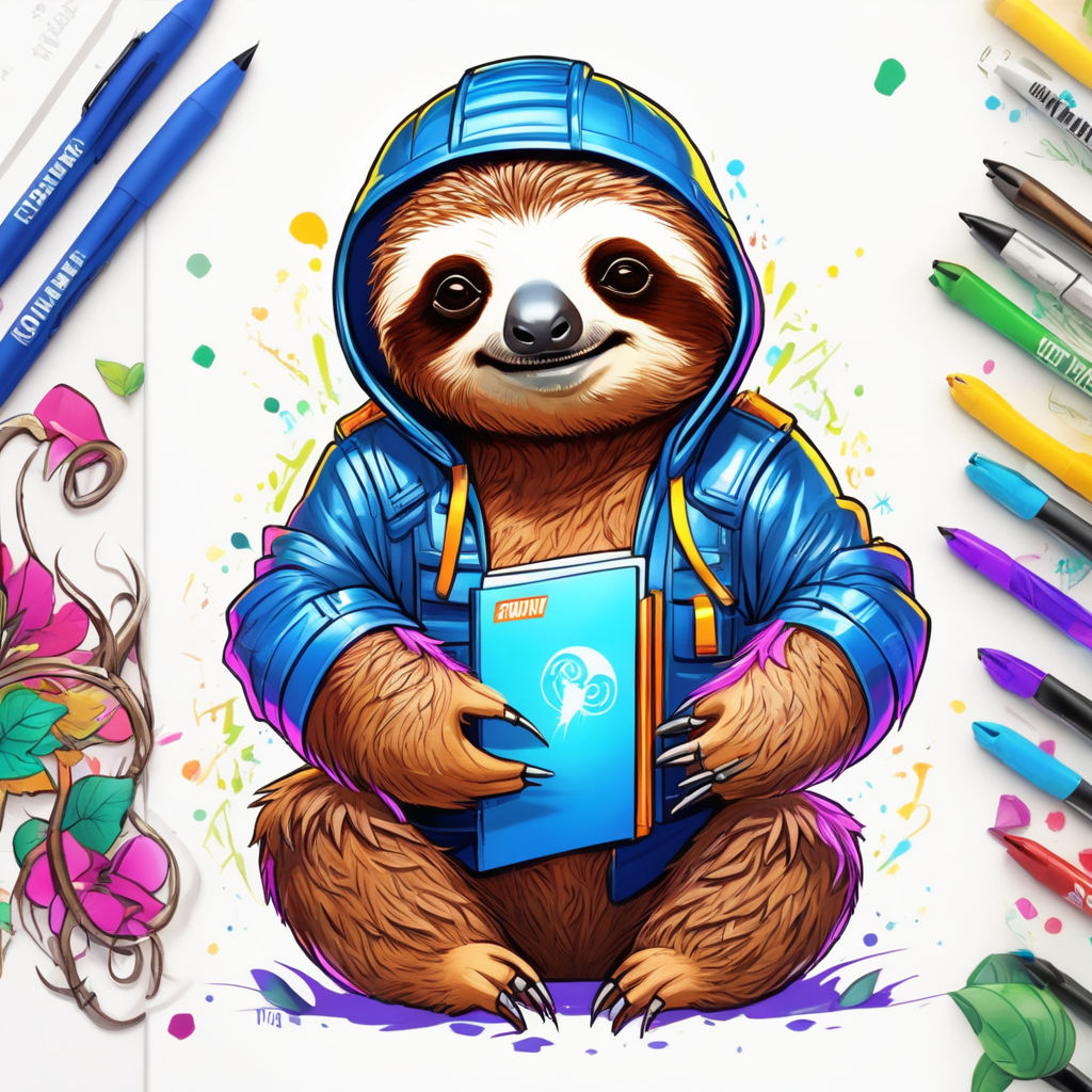 baby sloth cartoon to color