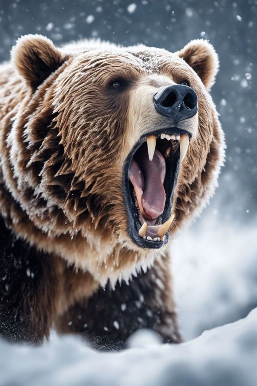 standing angry grizzly bear