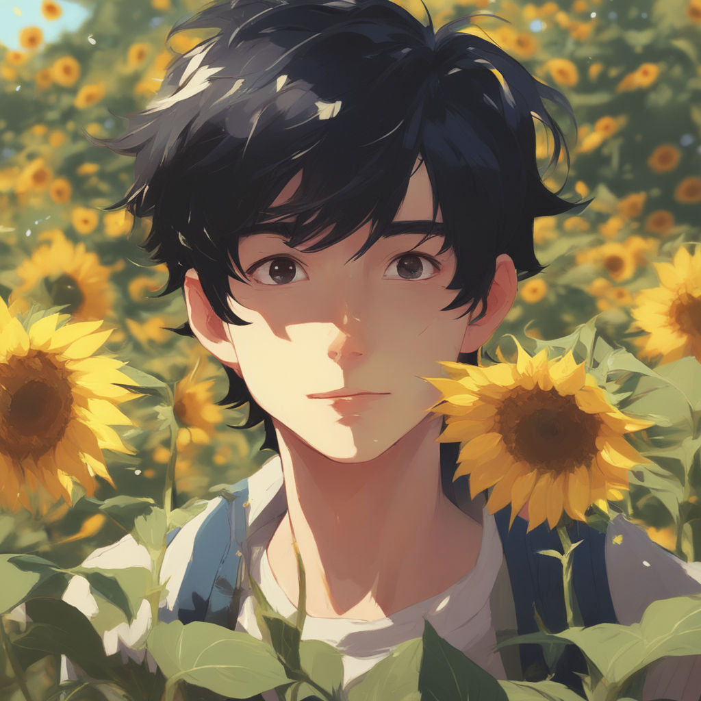 Anime girl Wallpaper 4K, Sunflowers, Sunny day, 5K