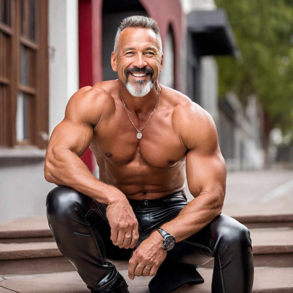 Spanish livestock farmer old man, muscular and bulky person, solidly built  and muscular, thick chest, chest hair, serious, calm, and smiling  expression, photograph, 8 k, full body, looking at viewer, high detail