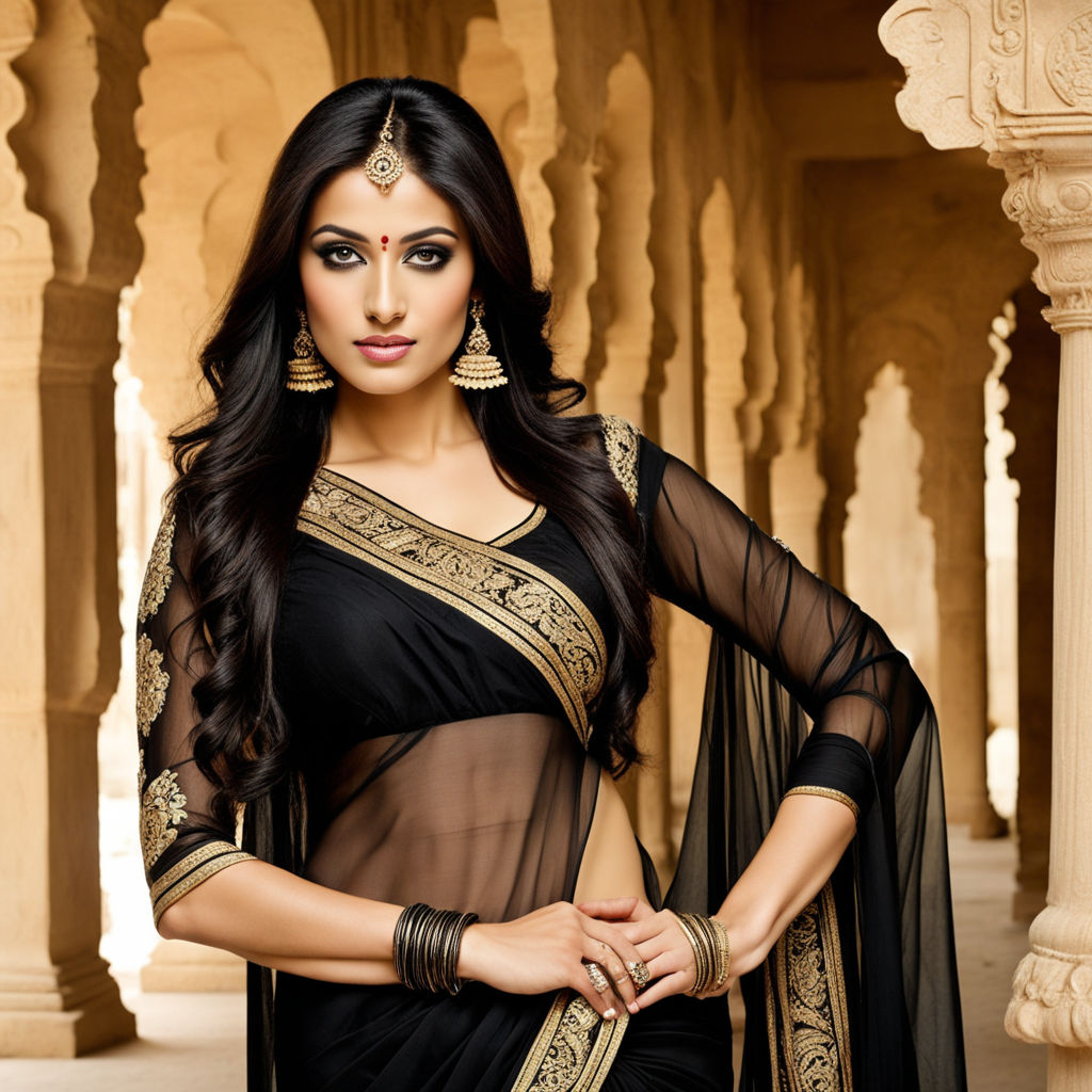 Pure Black Thread And Multiple Sequins Embroidered Georgette Designer Saree  - Tulsi Art - 3781632