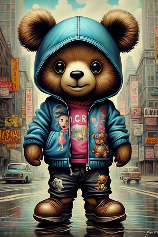 Graffiti Teddy Bear Hip Hop Teddy Bear Gangster Teddy Bear 