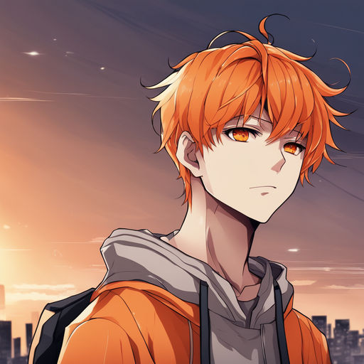 orange hair boy anime