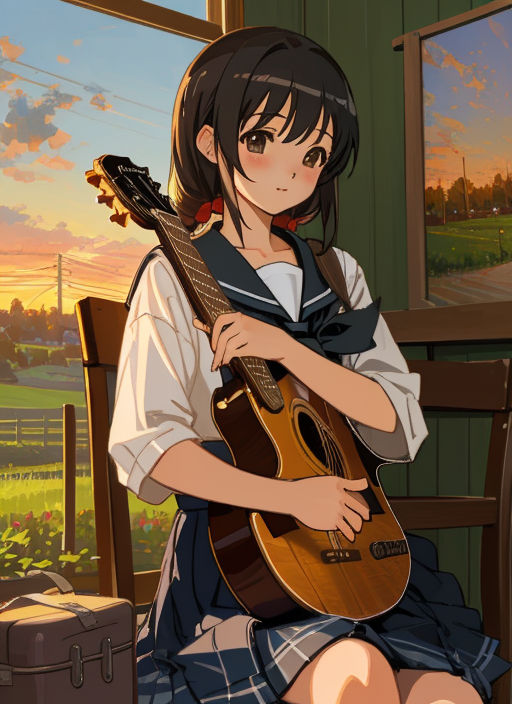 girl playing guitar cartoon