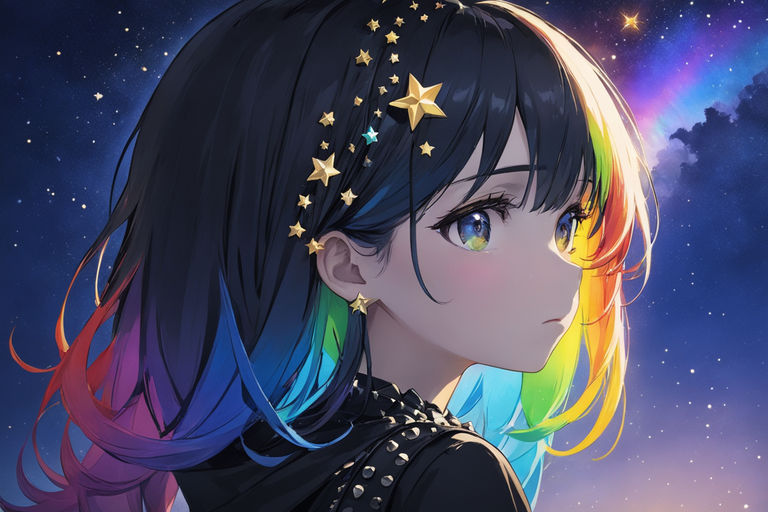 Anime Pastel Rainbow Bunny Graphic · Creative Fabrica