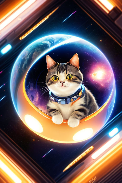 ArtStation - Kawaii Anime Cat girl in the space - Cute Cat Pet