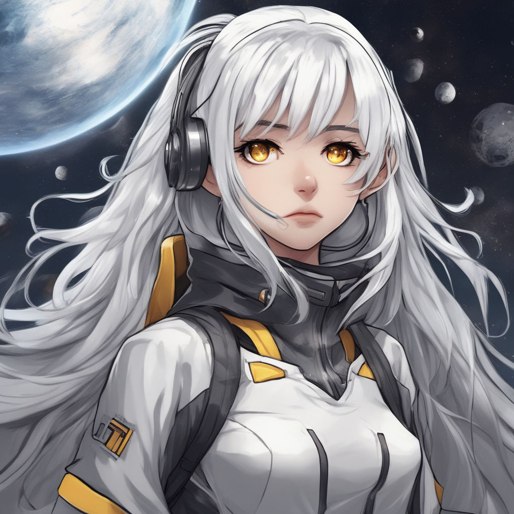 anime girl with silver hair and gold eyes