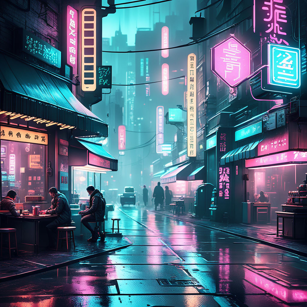 Macbook wallpaper, high resolution, 3d render, 4k, future japan cyberpunk  city, lights, traffic