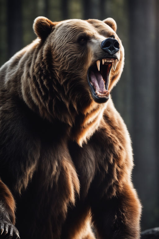 standing angry grizzly bear