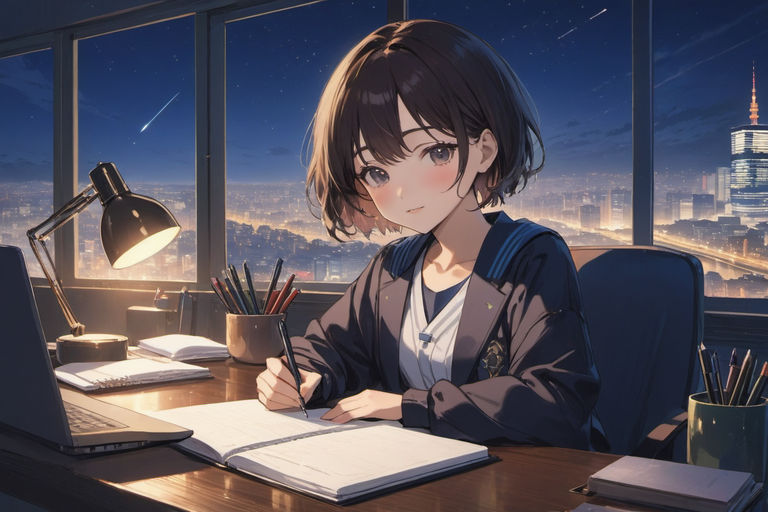 KREA - Search results for lofi anime girl studying