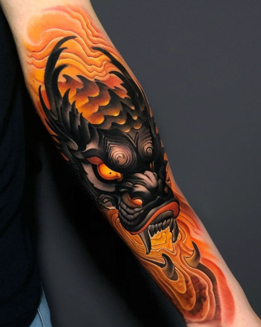 Japanese fire dragon tattoo