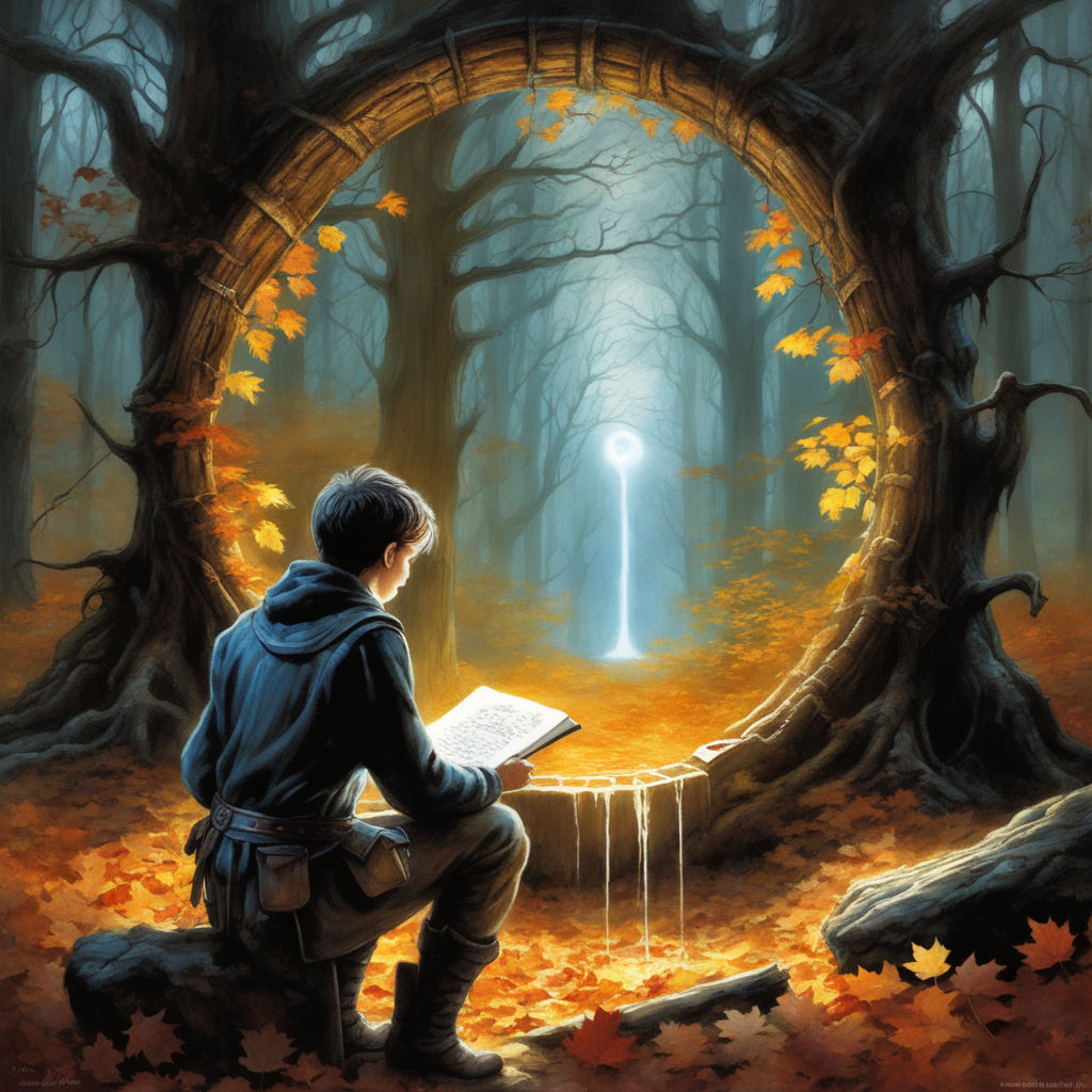 Fantasy magic portal. Portal in the elven forest to another world