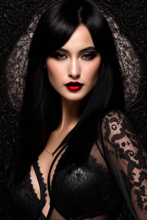 Free Photos - A Dark-haired Woman, Likely A Vampire, Wearing A Lacy Black  Dress, Is Seductively Looking Over Her Shoulder With A Hint Of A Smile. She  Has Captivating Blue Eyes That