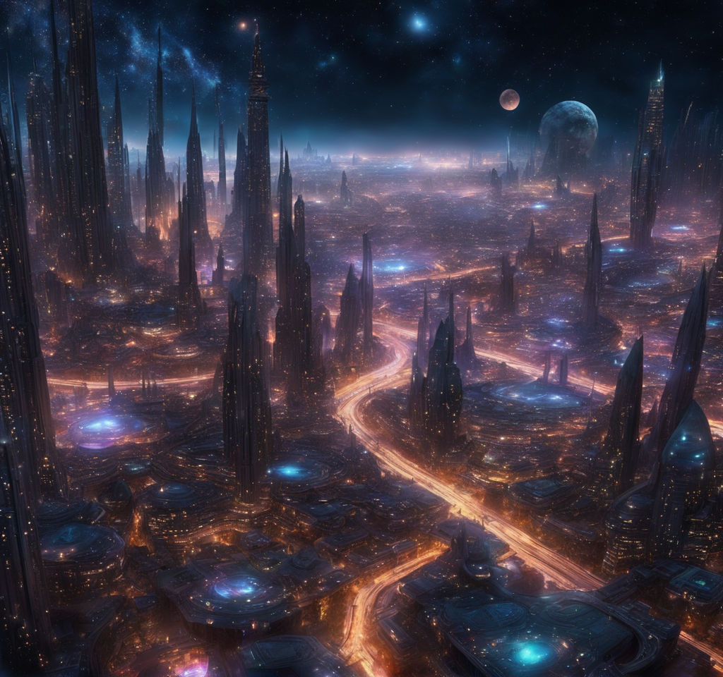 Big alien city watching the stars - Playground