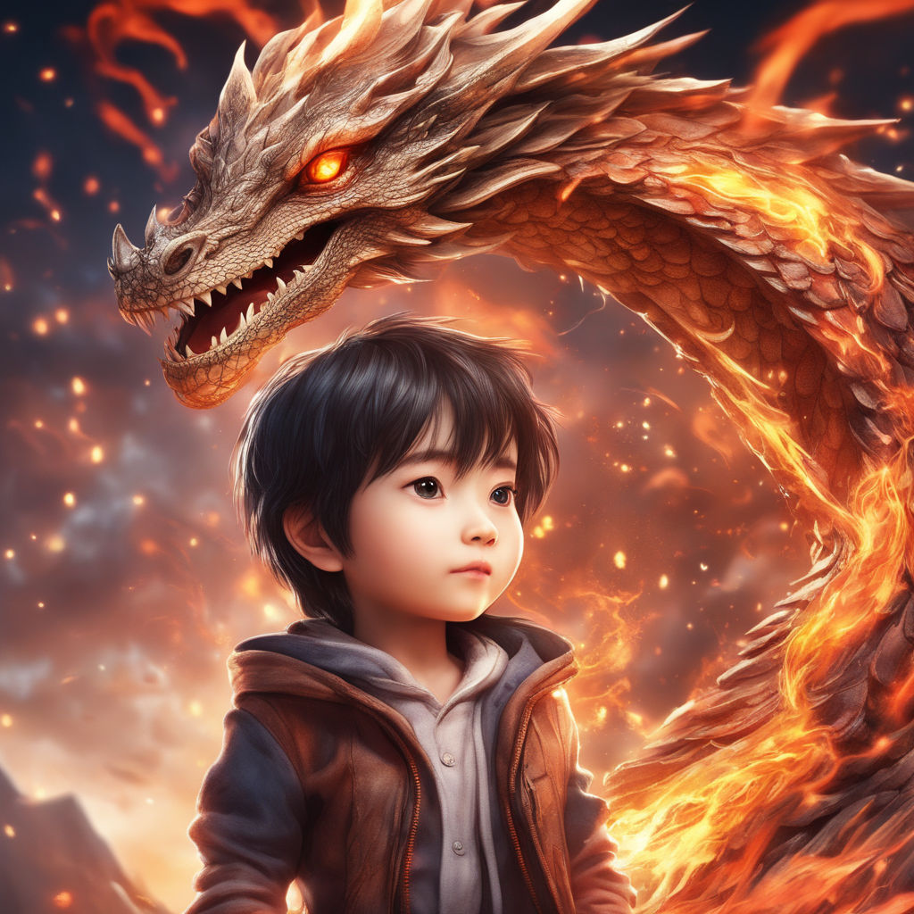 cartoon baby dragon breathing fire