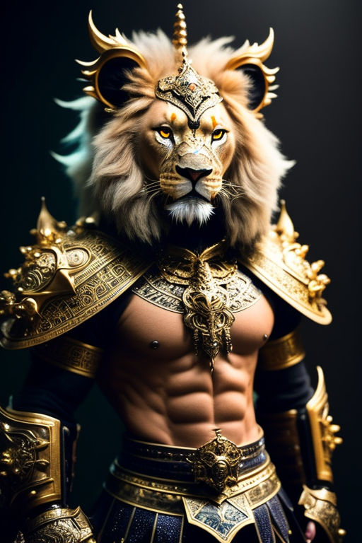 lion with armor men