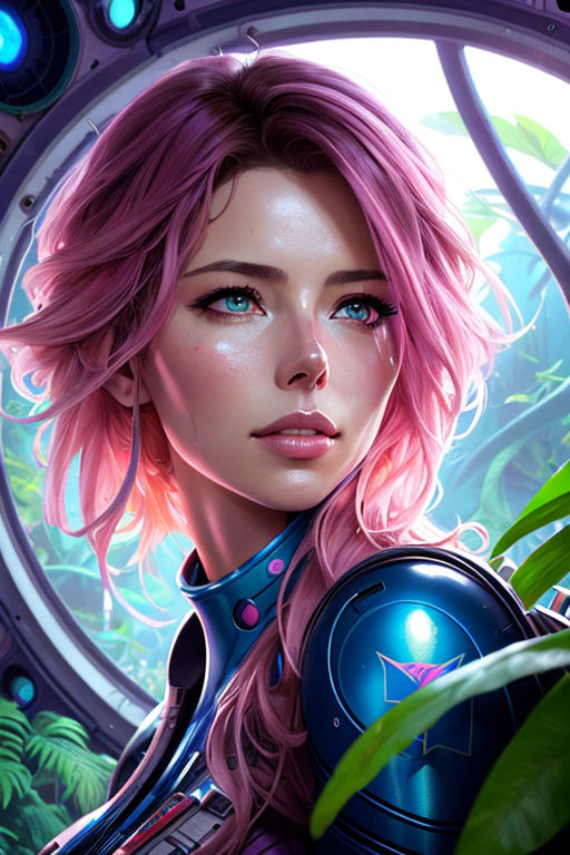 beautiful pink little alien girl, profile pic, cartoon, Stable Diffusion