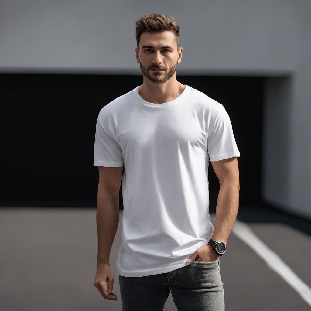 plain black t-shirt mockup template, with male model, front and back view,  isolated on transparent background. generative ai 26537507 PNG