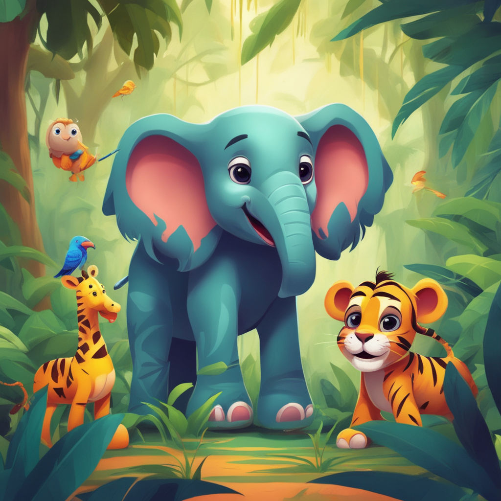 jungle animals cartoon elephant lion koala panda bear hippo and