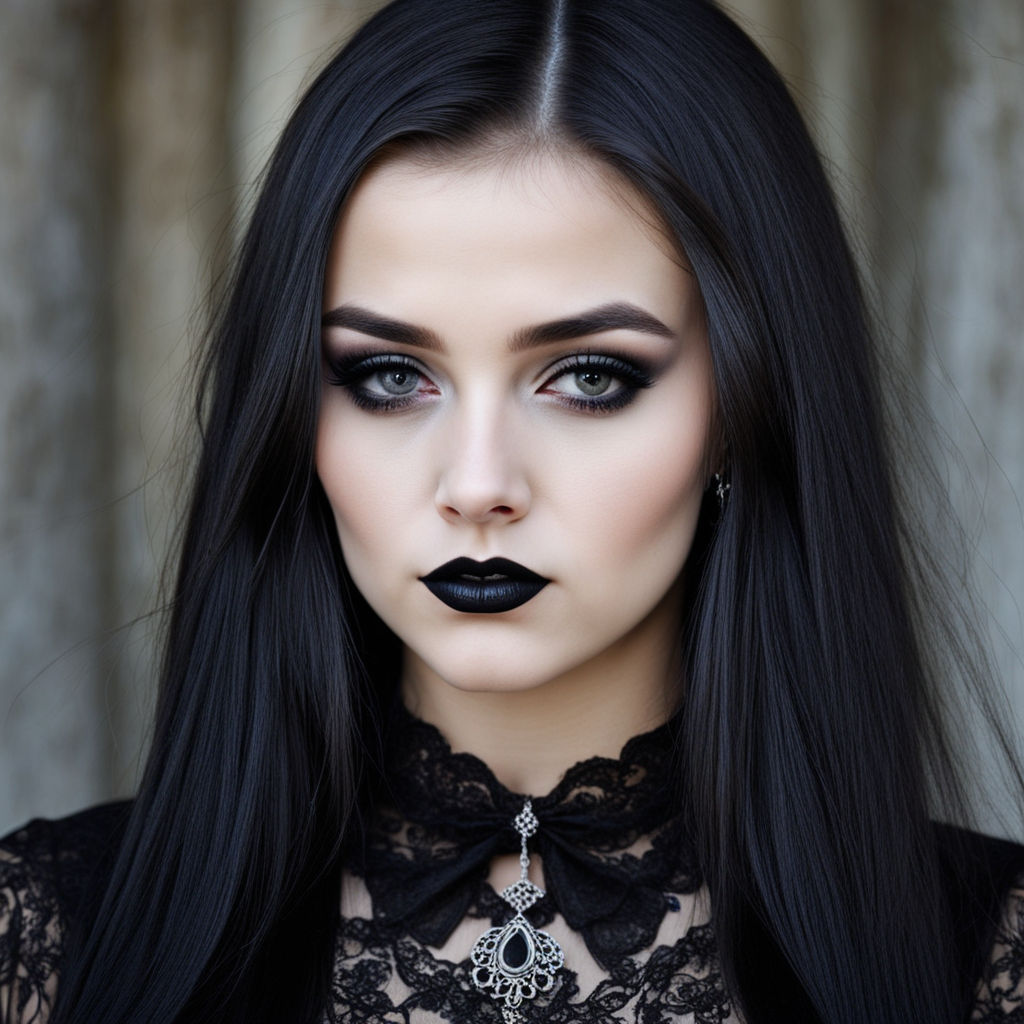 Cute Gothic Emo Girl Hyper Realistic Intricate Detail Photograph