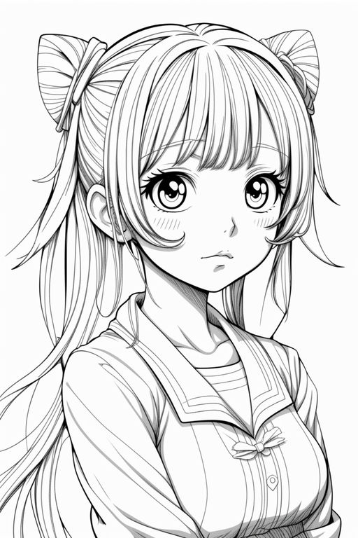 Anime Girl Lineart by shioriri on DeviantArt