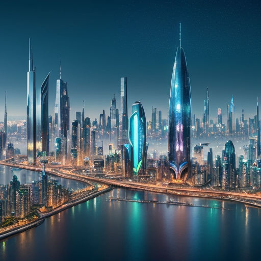 future city skyline night