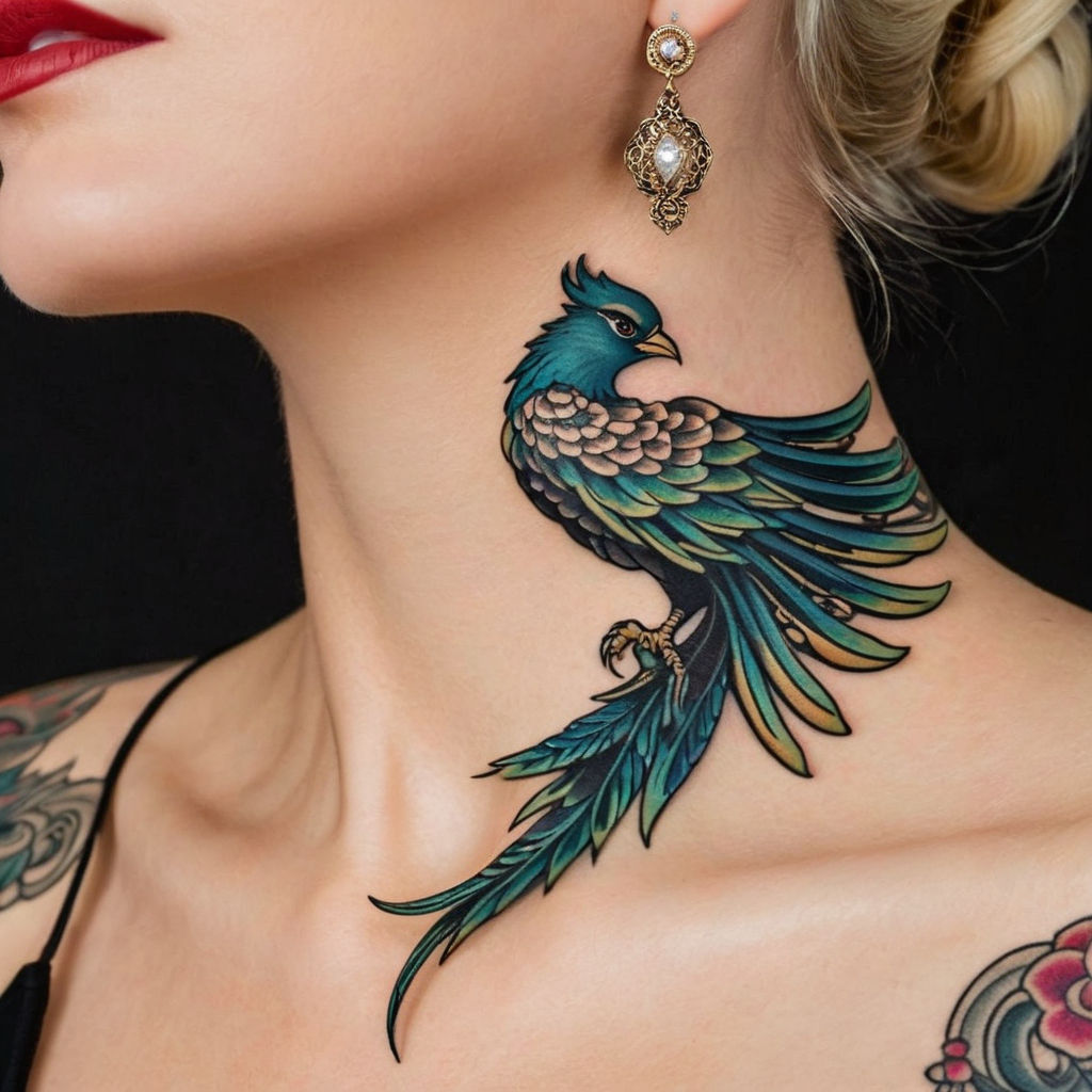 Phoenix tattoo on neck for men | Best neck tattoos, Minimal tattoo design,  Small neck tattoos