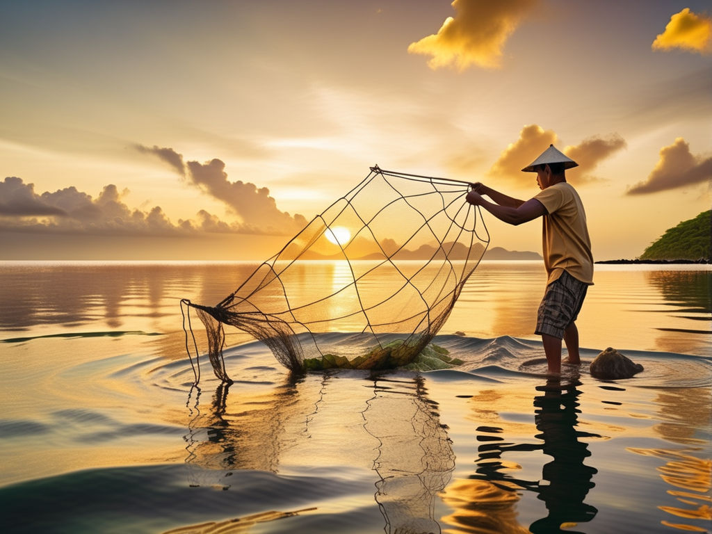  Fishermen Casting Nets at Sunrise Acrylic Painting Men