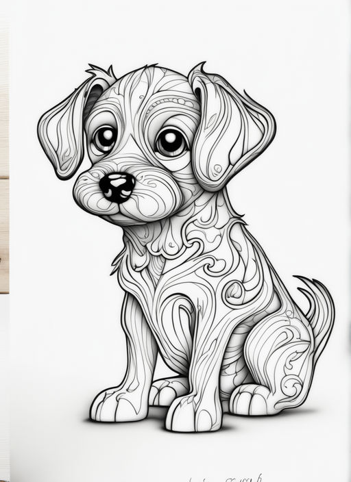 Black White Puppy Drawing For Beginners Background, Cute Pictures