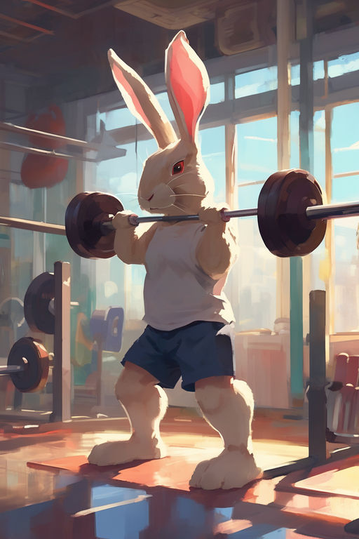 Fluffy rabbit workout in gym with weights  Animated rabbit, Funny bunnies,  Fluffy rabbit