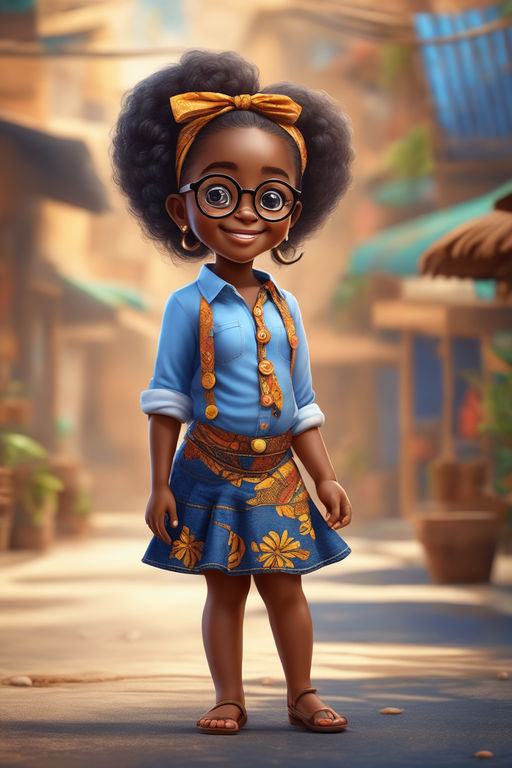 cartoon african girl