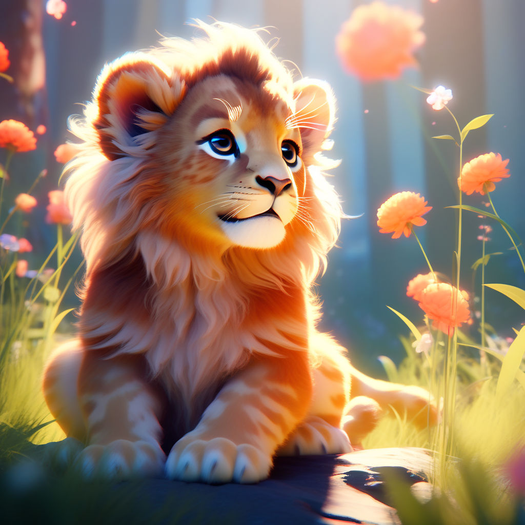 The lion is a brave and kind little lion king - Playground