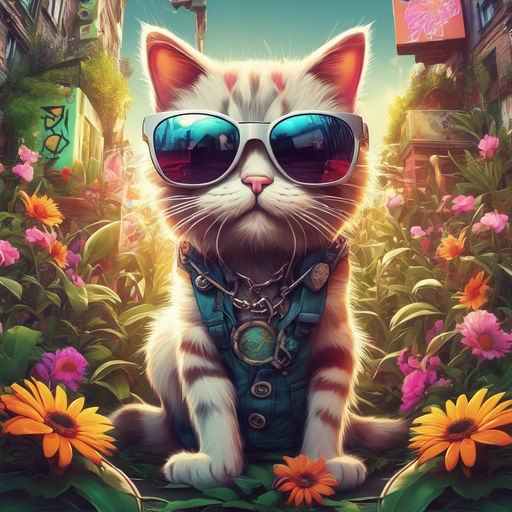 portrait of a cool cat wearing summer clothes and sunglasses