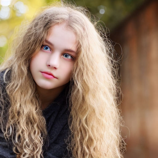 Beautiful teenage girl, 16 year old, with blonde hair and blue