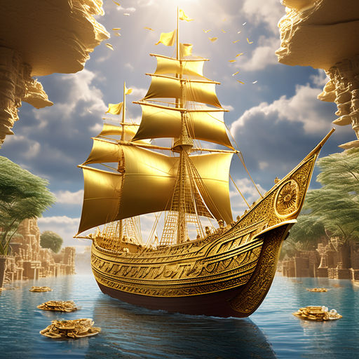 creating a magical aura around the celestial fleet. Silver details adorn  the floating boats - Playground