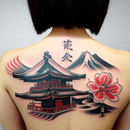 Realism Japanese Temple Tattoo Idea  BlackInk