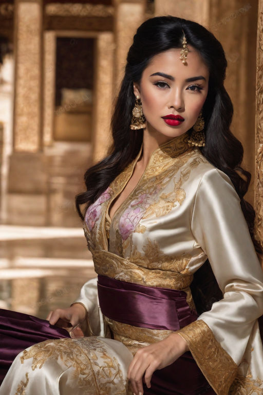 Queen Purple Robe Perspective Sheer Sleepwear with Fur - China
