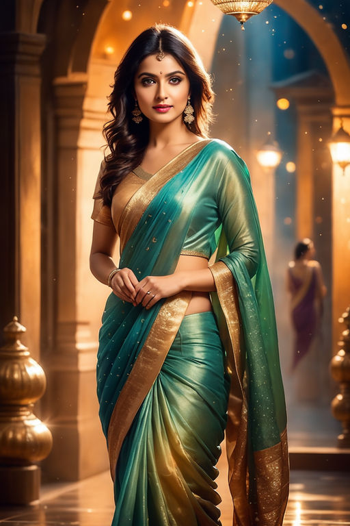 AI Art Generator: Transparent saree blouseless