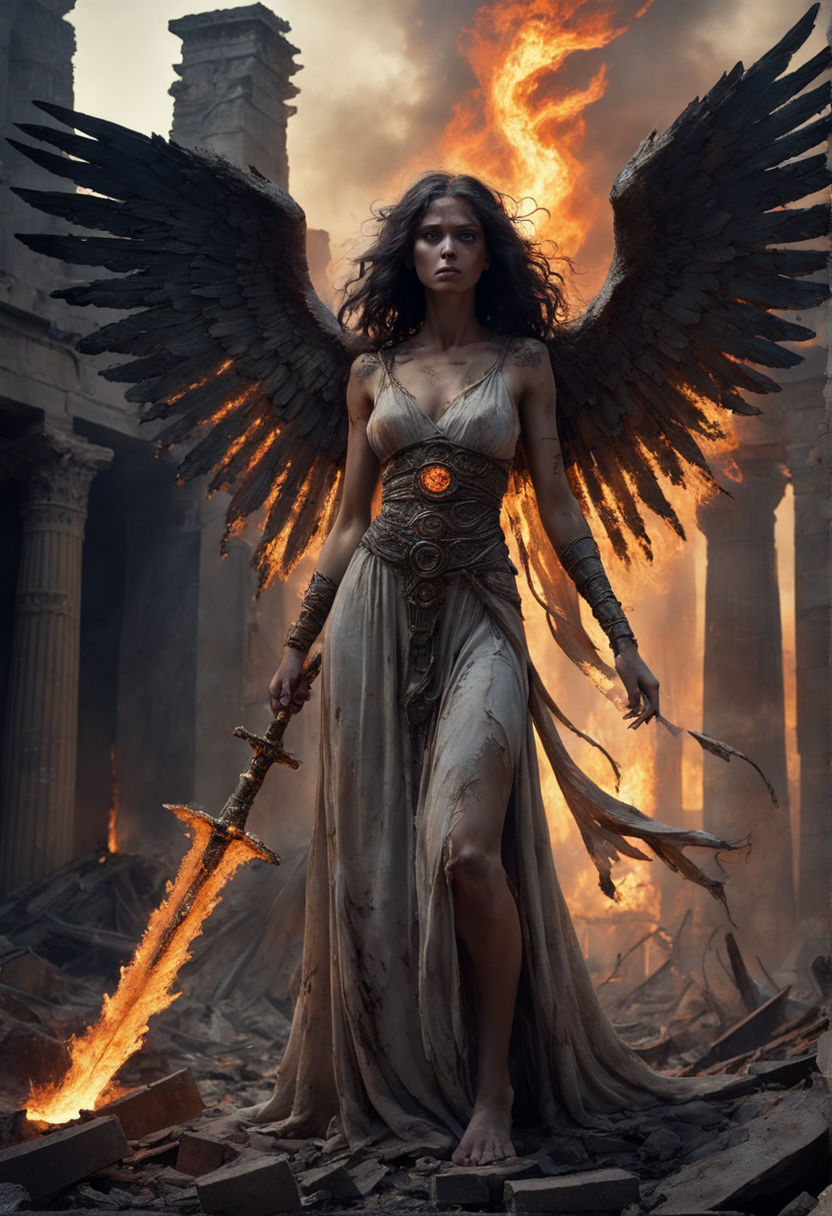 flaming sword angel