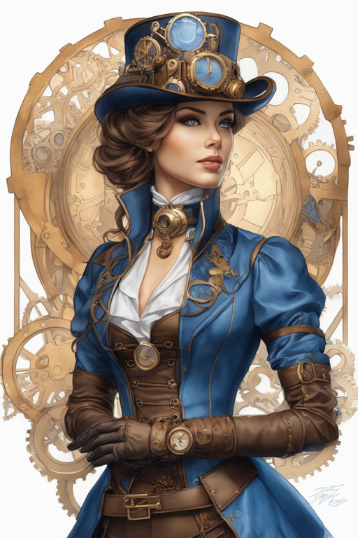 Hyper Realistic Steampunk Lady in a Big Victorian Dress · Creative