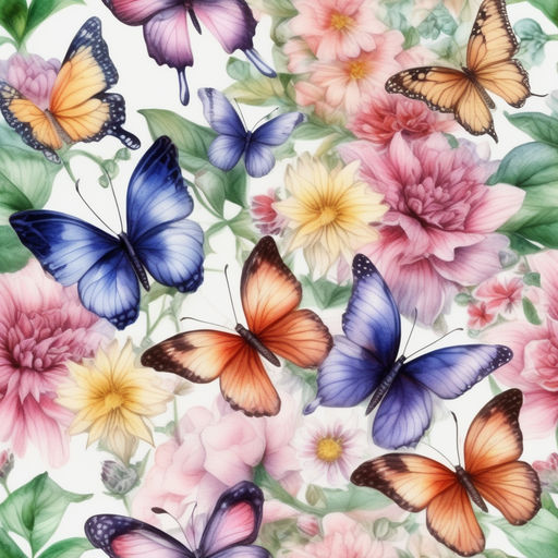 BUTTERFLY FLORAL Hyper Realistic Intricate Detail Painting