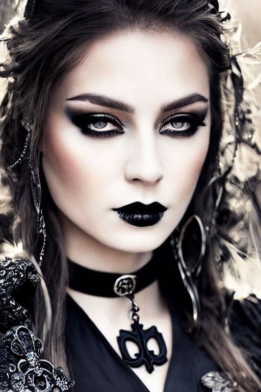 Gothic Black Eye Makeup And White