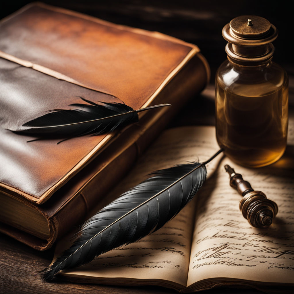 Medieval Feather Quill & Ink Set, Can be embossed