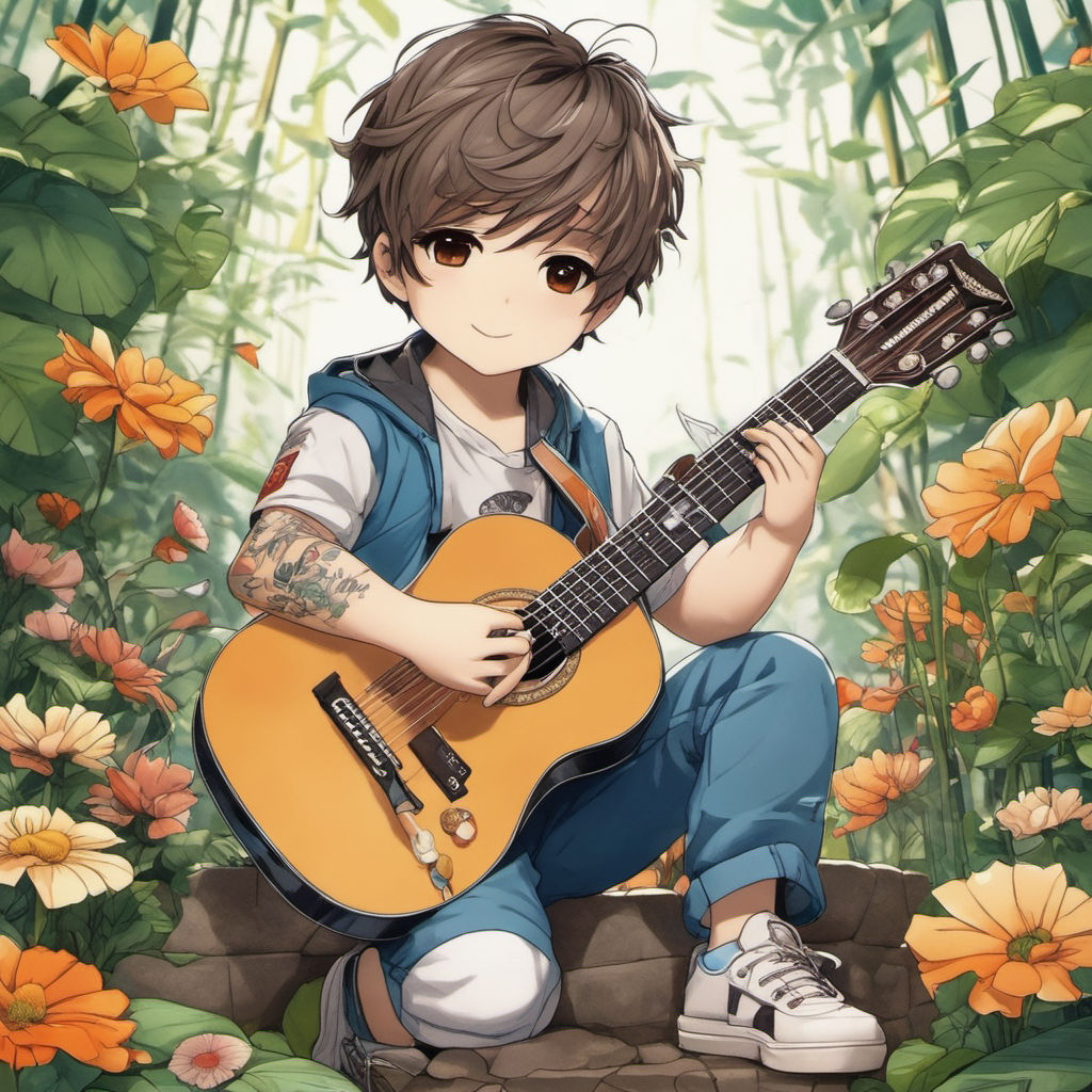 chibi boy with guitar