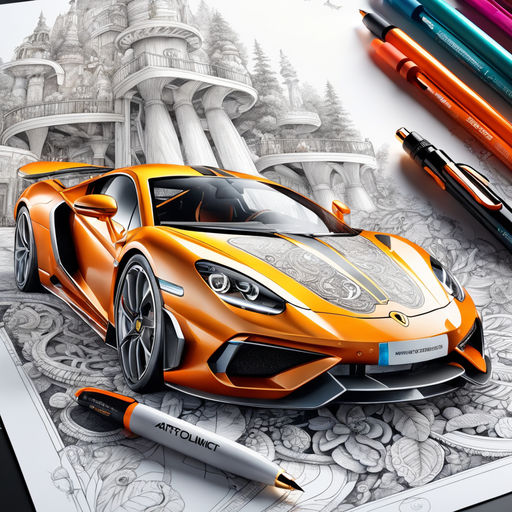 How to Draw Sports Car with Colored Pencils and Markers 