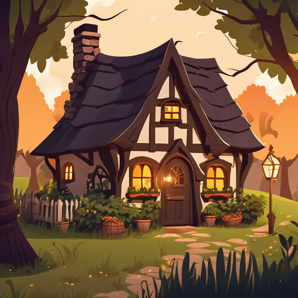 Dreamcore-like picture: a quaint house nestled in an expansive